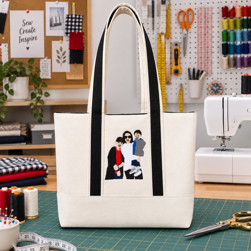 Custom Photo Embroidery Tote Bag
